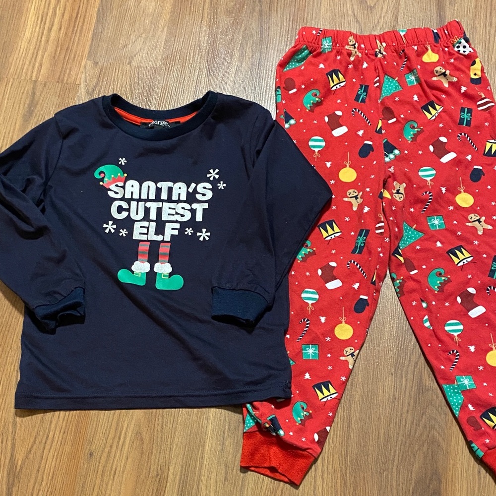 ✨8/$10. George. ‘Santa's Cutest Elf' Holiday Pajama Set. 4T